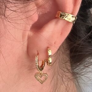 18k Gold Plated Heart Hoop Earring Set